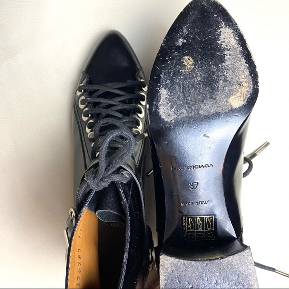 Balenciaga Lace-Up Patent Leather Ankle Boots - Picture 6 of 8